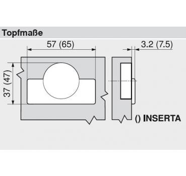 CLIP top Weitwinkelscharnier für 0-Einsprung 155°, Eckanschlag, ohne Feder, Topf: INSERTA, onyxschwarz, 70T7590.TL